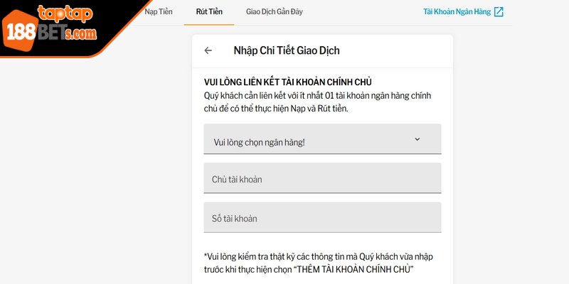 Những lưu ý quan trọng khi rút tiền 188BET TAPTAP